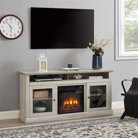 Fireplace TV Stand for TVs to 65", SYNGAR Retro Farmhouse TV Cabinet W ...