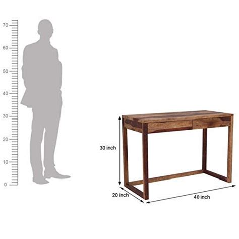 Solid Sheesham Wood Writing Table with 2 Drawers in Teak Finish – Buy ...