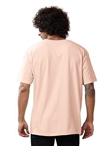 Buy The Souled StoreNude Pink Color Round Neck T-Shirt Solid Oversized ...