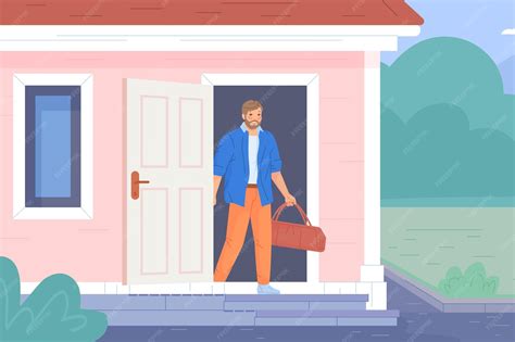 Premium Vector | Man leaving house father go to work professional ...