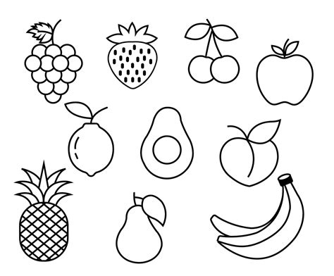 Fruit outline icons collection simple vector illustration | Premium Vector