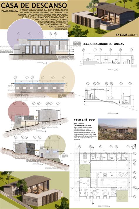Lámina arquitectónica de casa de playa