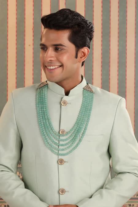 Buy Green Embellished Royal Courage Layered Mala For Men by Cosa ...