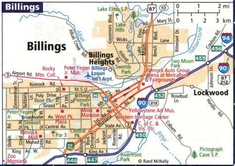 Detailed maps cities of Billings, Great Falls, Helena, and Missoula MT ...