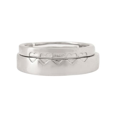 Sterling Silver Aligned Hearts Couple Band Rings – VOYLLA