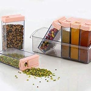 Buy Mtr Spice Jars Dispenser Masala Rack Easy Flow Storage Crystal ...