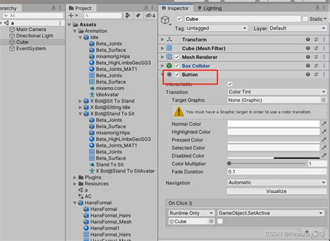 Unity Click Button 的图像结果