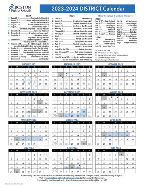 Boston Public Schools Calendar Holidays 2025-2026 PDF - School Calendar ...