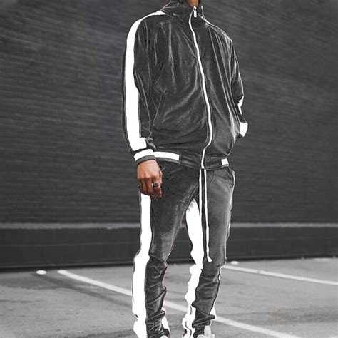 Men's Tracksuit Sweatsuit Jogging Suits Velour Tracksuit Wine Red Black ...