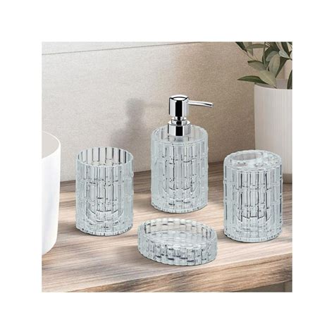 Buy OBSESSIONS Crystal 4 Pieces Bathroom Set Clear Online