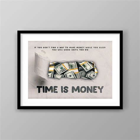 Time Is Money Quote Motivational Wall Art, Investor Office Decor ...