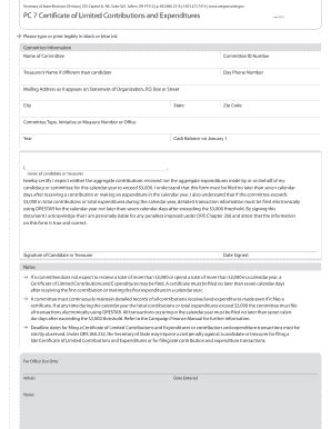 Fillable Online co clatsop or PC 7 Certificate of Limited Contributions ...