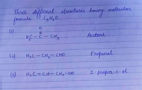 Image result for C3H6O Structural Formula