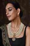 Buy White Kundan Pearl Embellished Necklace Set by Swabhimann Jewellery ...