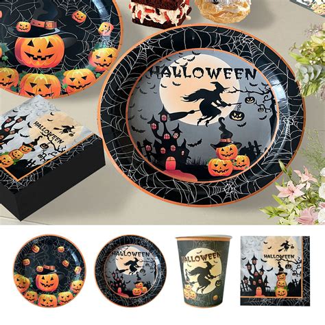 Comefolife Halloween Party Supplies - 80PCS Halloween Plates and ...