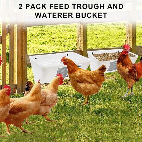 Chicken Feeder and Waterer Set 20 Pound/2.6 Gallon Automatic Weather ...