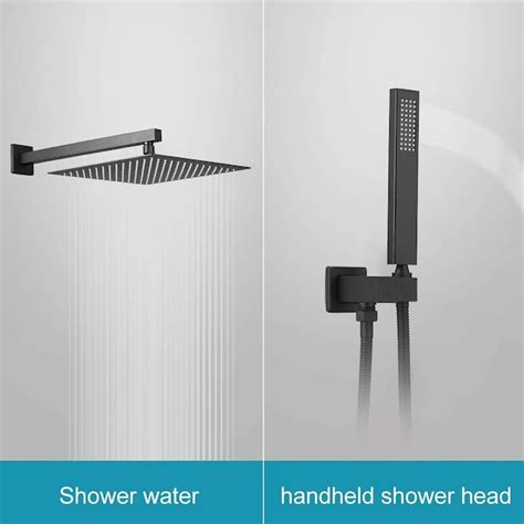 BWE A-95012 Shower Faucet Matte Black 1-handle Multi-function Square ...