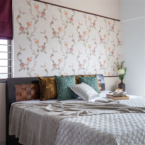 Light-Coloured Floral Wallpaper Design For Bedrooms | Livspace