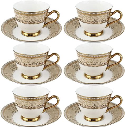 Buy RAINCART Bone China Cup and Saucer Capacity - 160 ML (Color-Gold ...