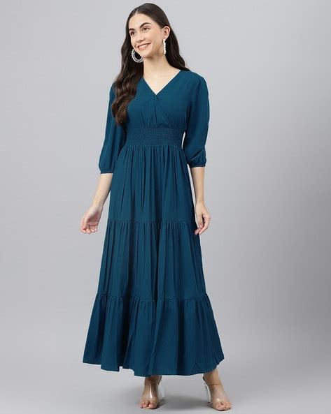 V-Neck Tiered Dress with Smocked Waist - Price History