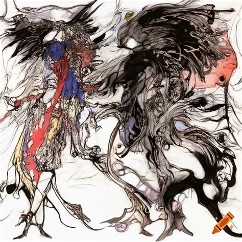 Abstract character concept art final fantasy style yoshitaka amano on ...