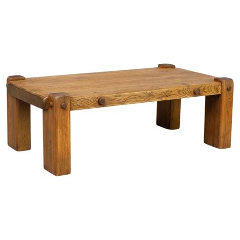 70s Brutalist Full Oak Coffee Table For Sale at 1stDibs