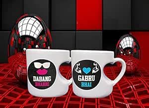 Buy V Kraft Ceramic "Gabru Bhai Dabang Bhabhi" Couple Matching Heart ...