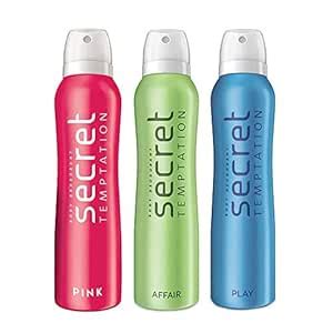 Buy Secret Temptation Spray Affair,Play and Pink Deodorant Combo for ...
