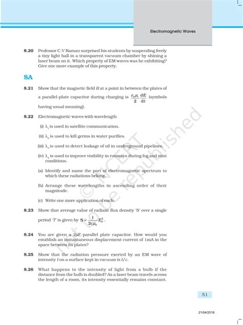 NCERT Exemplar Class 12 Physics Chapter 8 - Electromagnetic Waves