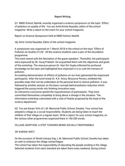 Image result for Report Writing Sample PDF