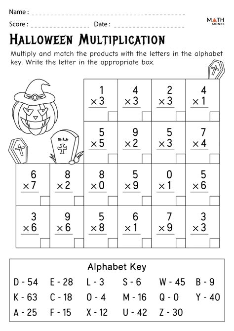 Halloween Multiplication Worksheets - Math Monks - Worksheets Library
