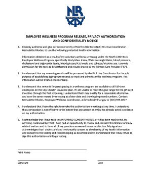 Fillable Online 2016 Wellness Screening Program Release Form Fax Email ...