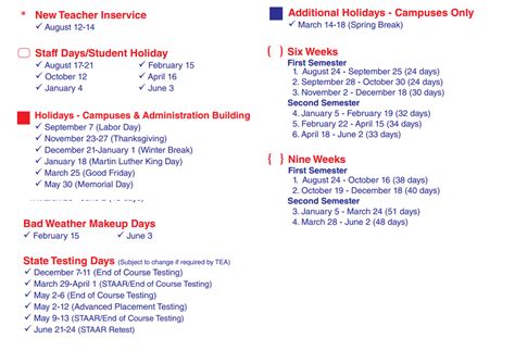 Cobb 6th Grade Campus - School District Instructional Calendar - Galena ...