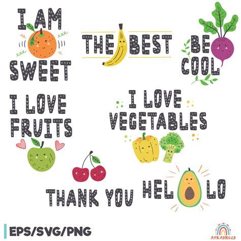 Lettering Fruit Vegetable Clipart | Letters | Anka Drozd | Inspire Uplift