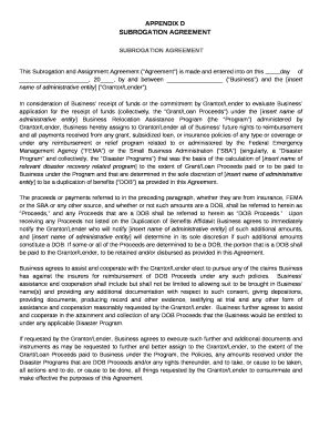 SUBROGATION AGREEMENT Doc Template | pdfFiller