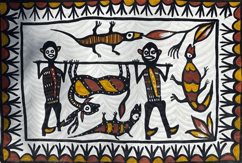 Shop Hunters in Traditional Sohrai Painting