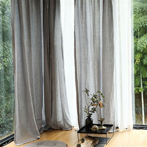 Provencal Pure Flax Linen Light Grey Sheer Curtain