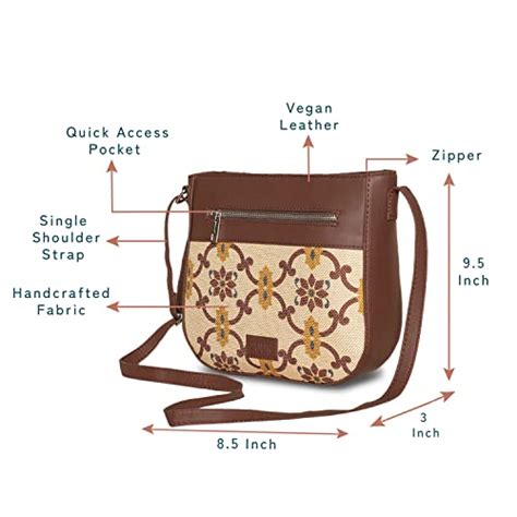 Buy Zouk Women's Handcrafted Beige Motif Printed U Shaped Sling Bag at ...