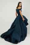 Buy Blue Duchess Satin One Shoulder Off Balloon Dress For Women by ...