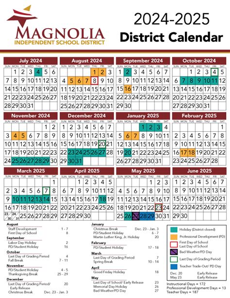 Magnolia ISD Schools Calendar 2025-2026 | Academic Holidays