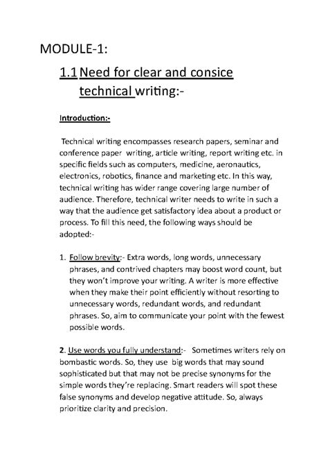 TW Module 1: Essentials of Technical Writing for CSE 3rd Sem (AI) - Studocu
