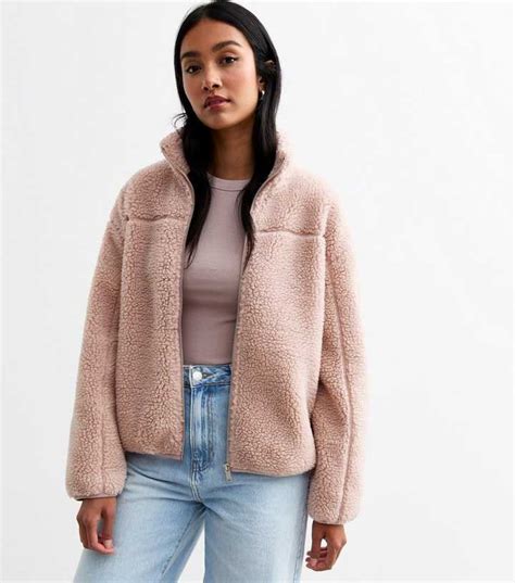 Pink Borg Zip Up Jacket | New Look
