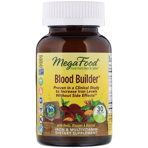 MegaFood, Blood Builder, Iron & Multivitamin Supplement, 30 Tablets ...