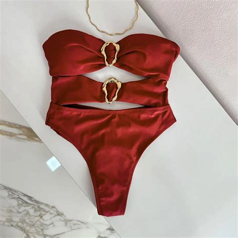 3 Colors Sexy Metal Rings Cut Out Women Swimwear O... – Grandado