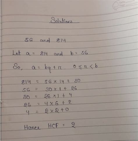 Use Euclids division algorithm to find HCF of 56 and 814 - Brainly.in