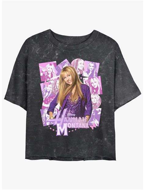 Disney Channel Hannah Montana Hannah Montage Girls Mineral Wash Crop T ...