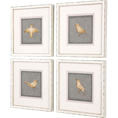 Golden Birds II 16" Square 4-Piece Framed Wall Art Set - #002H3 | Lamps ...