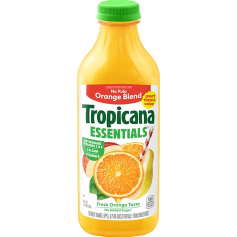 Tropicana Essentials Fresh Squeezed Orange Juice Blend, No Sugar ...