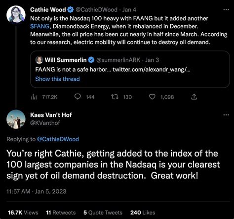 Cathie Wood getting absolutely owned by Diamondback CFO, Kaes Van't Hof ...