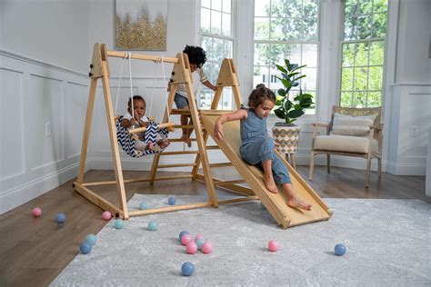 Indoor 8-in-1 Foldable Wooden Jungle Gym | Chestnut From Avenlur